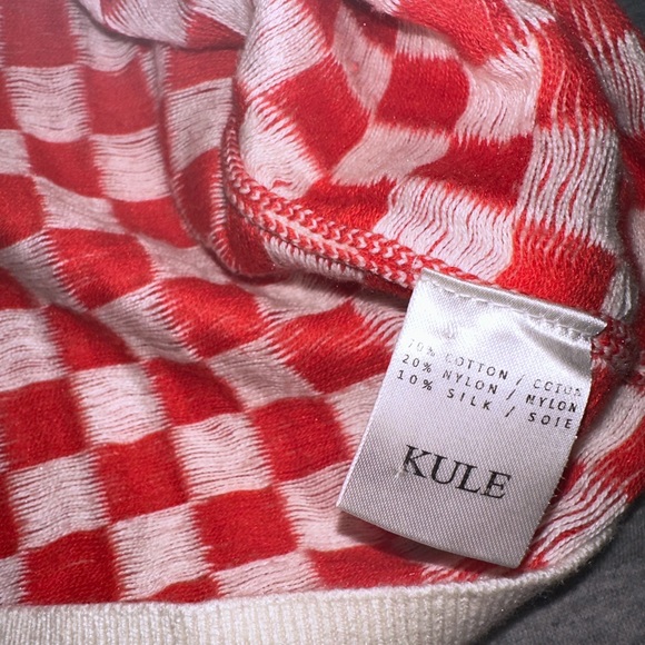 KULE Check Mate Checkered Pullover Sweater Red White Cotton Silk Blend Size XS - Picture 11 of 11